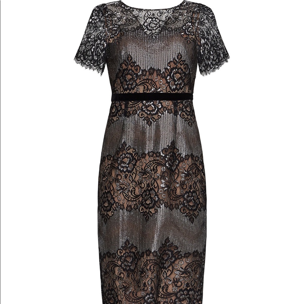BCBGMaxAzria Metallica lace cocktail dress 2 - Picture 4 of 5